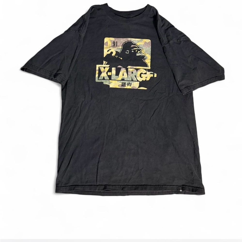 Bape Black Graphic Tee with Gold Accents